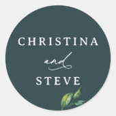 Minimal and Chic Green Wedding Runder Aufkleber (Vorderseite)