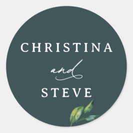 Minimal and Chic Green Wedding Runder Aufkleber