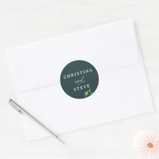 Minimal and Chic Green Wedding Runder Aufkleber