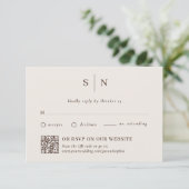 Minimal and Chic Neutral | Traditional and QR Code RSVP Karte (Stehend Vorderseite)