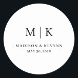 Minimal and Chic | Wedding  Runder Aufkleber<br><div class="desc">These elegant,  modern wedding or bridal shower Round Sticker feature a simple black and white text design that exudes minimalist style. Add your initials or monogram to make them completely your own.</div>