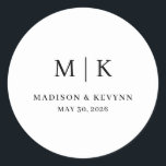 Minimal and Chic | Wedding  Runder Aufkleber<br><div class="desc">These elegant,  modern wedding or bridal shower Round Sticker feature a simple black and white text design that exudes minimalist style. Add your initials or monogram to make them completely your own.</div>