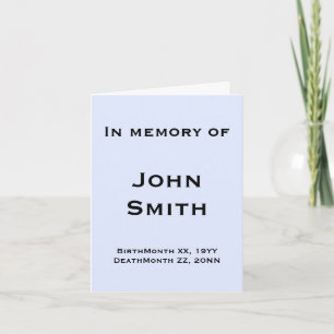 Minimal and Mournful Funeral/Memorial Card Karte