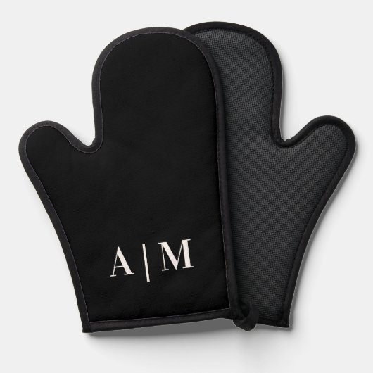 Minimal anfänglich schwarz ofenhandschuh (Vorderseite/Rückseite)