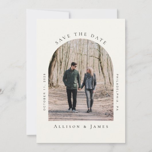 Minimal angeschraubtes Foto Save The Date (Vorderseite)