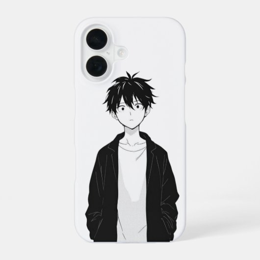 Minimal Anime Boy Phone Case iPhone 16 Hülle (Rückseite)