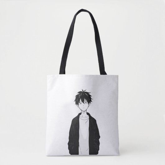 Minimal Anime Boy Tote Tasche (Vorderseite)