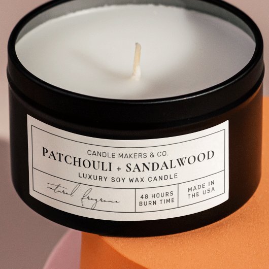 Minimal apothecary Candle Tin 3x1" Rectangle Label