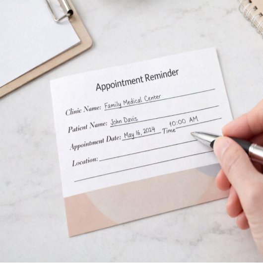 Minimal Appointment Reminder Card Clean Design Terminkarte