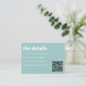 Minimal Aqua Blue Retro Custom Wedding QR Code Begleitkarte (Stehend Vorderseite)