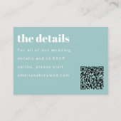 Minimal Aqua Blue Retro Custom Wedding QR Code Begleitkarte (Vorderseite)