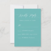 Minimal Aqua Blue RSVP Calligraphy Response Card Karte (Vorderseite)