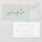 Minimal Aqua Script Silver Heart Geschenkgutschein Visitenkarte (Vorne/Hinten)