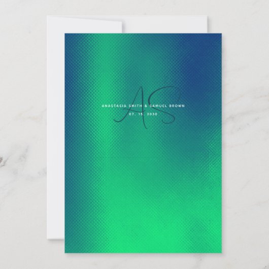 Minimal Aquamarin grüne Moderne Hochzeitseinladung Einladung (Rückseite)