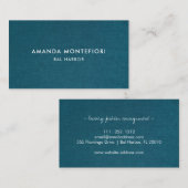 Minimal Aquamarine Linen Textur Moderne Beruflich Visitenkarte (Vorne/Hinten)