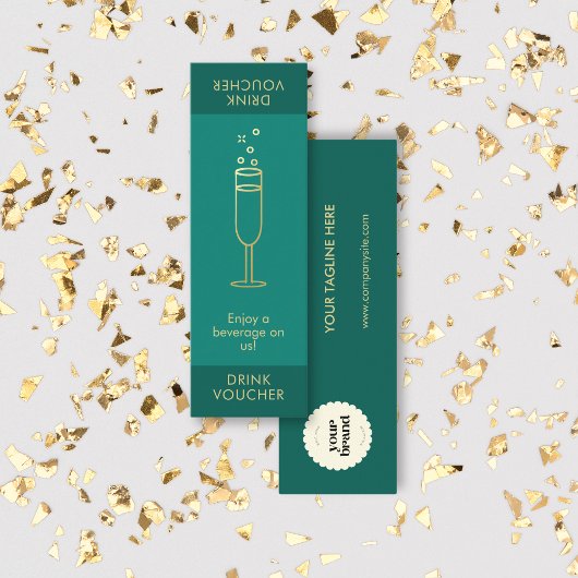 Minimal Aquamarines Event Logo Gold Bubbly Drink V Mini Visitenkarte