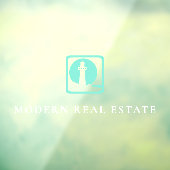 Minimal Aquamarines Leuchtturm Küste Anwesen Fensteraufkleber (Blatt 3)