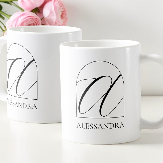 Minimal Arch Black Script Initial A Name Monogram Kaffeetasse