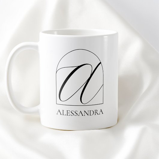Minimal Arch Black Script Initial A Name Monogram Kaffeetasse