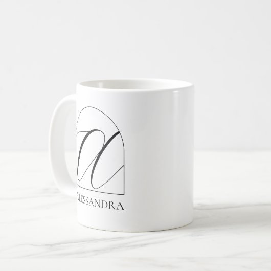 Minimal Arch Black Script Initial A Name Monogram Kaffeetasse (Vorderseite Links)