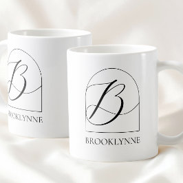 Minimal Arch Black Script Initial B Name Monogram Kaffeetasse