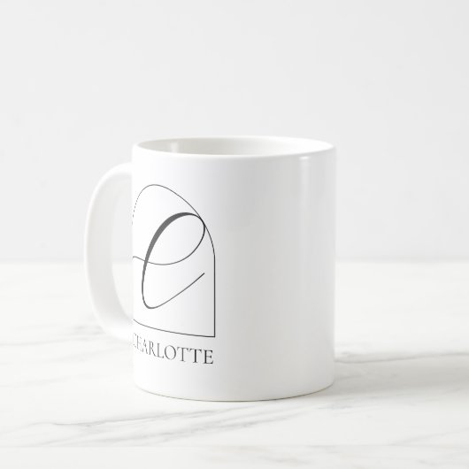 Minimal Arch Black Script Initial C Name Monogram Kaffeetasse (Vorderseite Links)