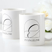 Minimal Arch Black Script Initial E Name Monogram Kaffeetasse