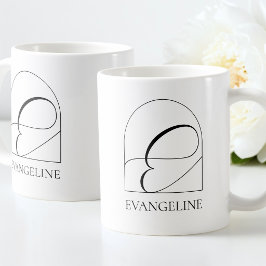 Minimal Arch Black Script Initial E Name Monogram Kaffeetasse