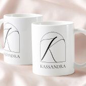 Minimal Arch Black Script Initial K Name Monogram Kaffeetasse