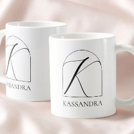 Minimal Arch Black Script Initial K Name Monogram Kaffeetasse
