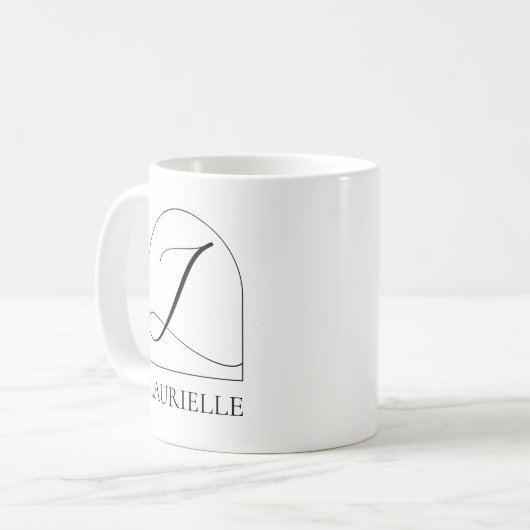 Minimal Arch Black Script Initial L Name Monogram Kaffeetasse (Vorderseite Links)