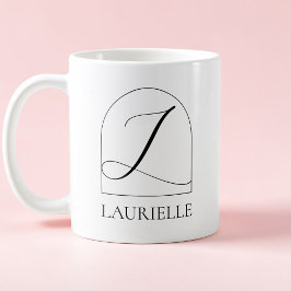 Minimal Arch Black Script Initial L Name Monogram Kaffeetasse