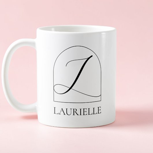 Minimal Arch Black Script Initial L Name Monogram Kaffeetasse