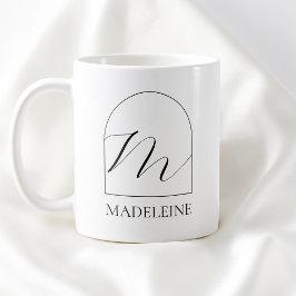 Minimal Arch Black Script Initial M Name Monogram Kaffeetasse