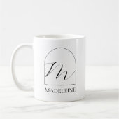 Minimal Arch Black Script Initial M Name Monogram Kaffeetasse (Links)