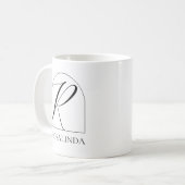 Minimal Arch Black Script Initial R Name Monogram Kaffeetasse (Vorderseite Links)