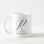 Minimal Arch Black Script Initial R Name Monogram Kaffeetasse (Links)