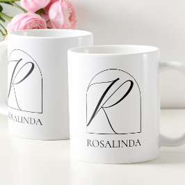 Minimal Arch Black Script Initial R Name Monogram Kaffeetasse