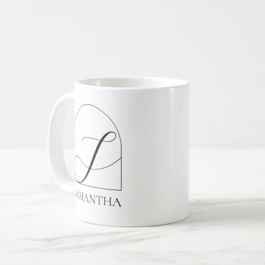 Minimal Arch Black Script Initial S Name Monogram Kaffeetasse (Vorderseite Links)