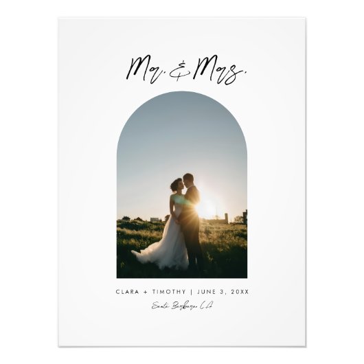 Minimal Arch Photo Custom Mr and Mrs Poster (Vorne)