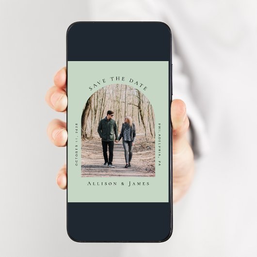 Minimal Arched Foto Sage Green Save The Date