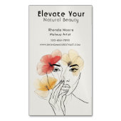 Minimal Art Line Blume Schönheitslogo Magnetische Visitenkarte (Vorderseite Vertikal)
