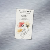 Minimal Art Line Blume Schönheitslogo Magnetische Visitenkarte (Beispiel)