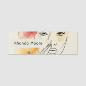 Minimal Art Line Blume Schönheitslogo Namensschild (Vorderseite)