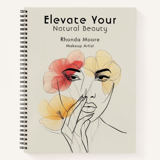 Minimal Art Line Blume Schönheitslogo Notizblock (Vorderseite)