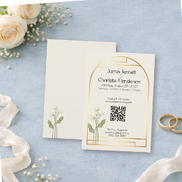 Minimal Art Nouveau Gold Arch Calla Lily Wedding Begleitkarte