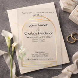 Minimal Art Nouveau Goldener Bogen Calla-Lilien-Ho Acryleinladungen