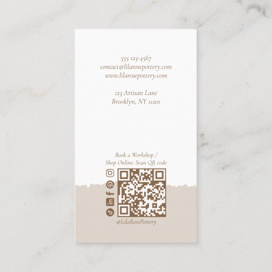 Minimal Artistic Handmade Pottery Photo Collage Visitenkarte (Rückseite)