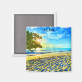 Minimal Aruba Caribbean Island Beach Landschaft Magnet (Vorderseite/Rückseite)