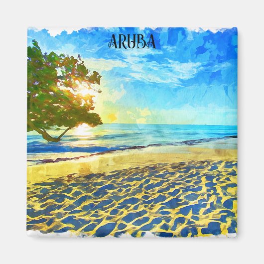 Minimal Aruba Caribbean Island Beach Landschaft Magnet (Vorne)